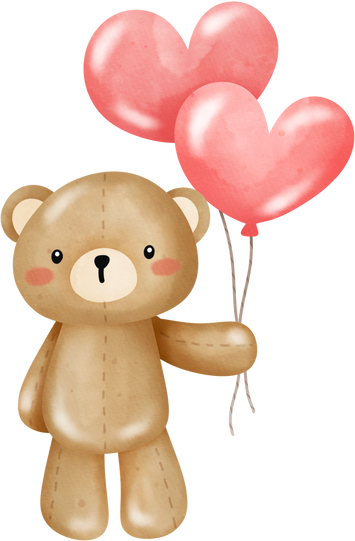 Teddy bear with heart shaped balloon